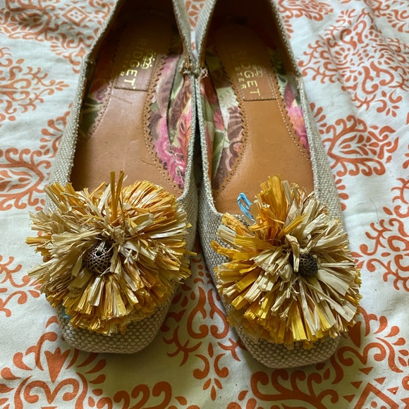 Bridget Shuster Pom Pom raffia ballet flats woven leather straw 9 8.5 - Picture 10 of 11